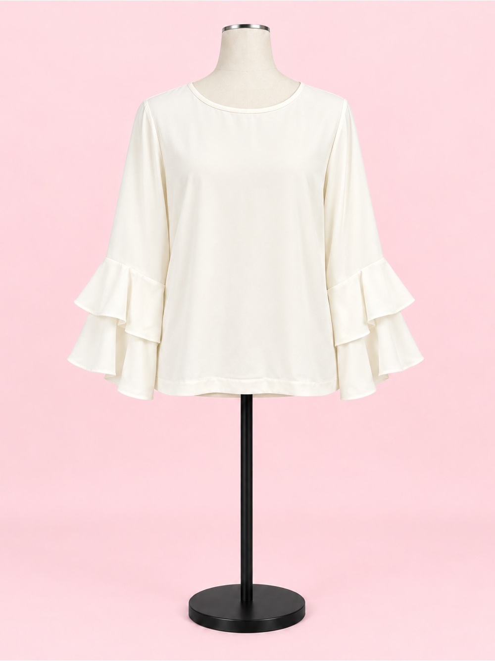 J.Crew Cream Ivory Ruffle Sleeve Blouse Size 14 Polyester Bell Sleeve Top